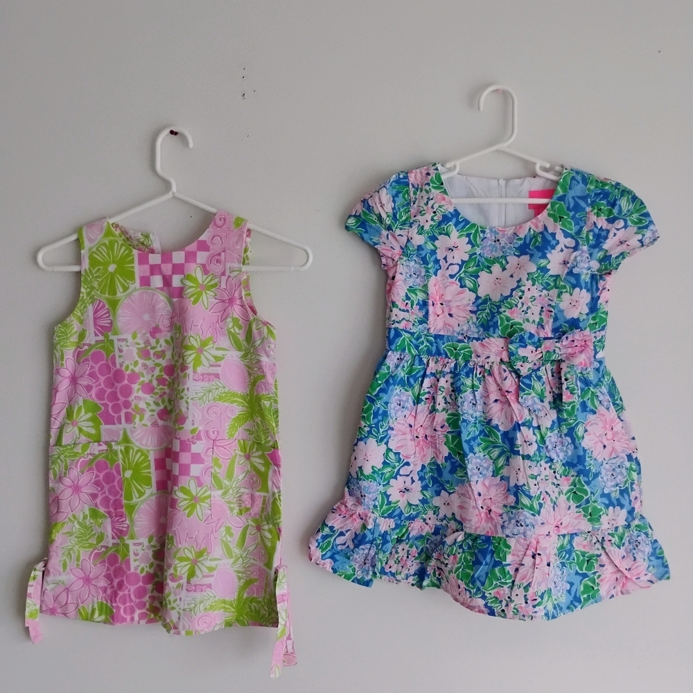 Lilly Pulitzer Bundle of 2 Vintage Juice Stand & Alexandra Dress Floral Boho